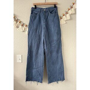Frame Denim High N Tight Wide Leg Baggy Jeans Washed Liliac Blue Distress 28